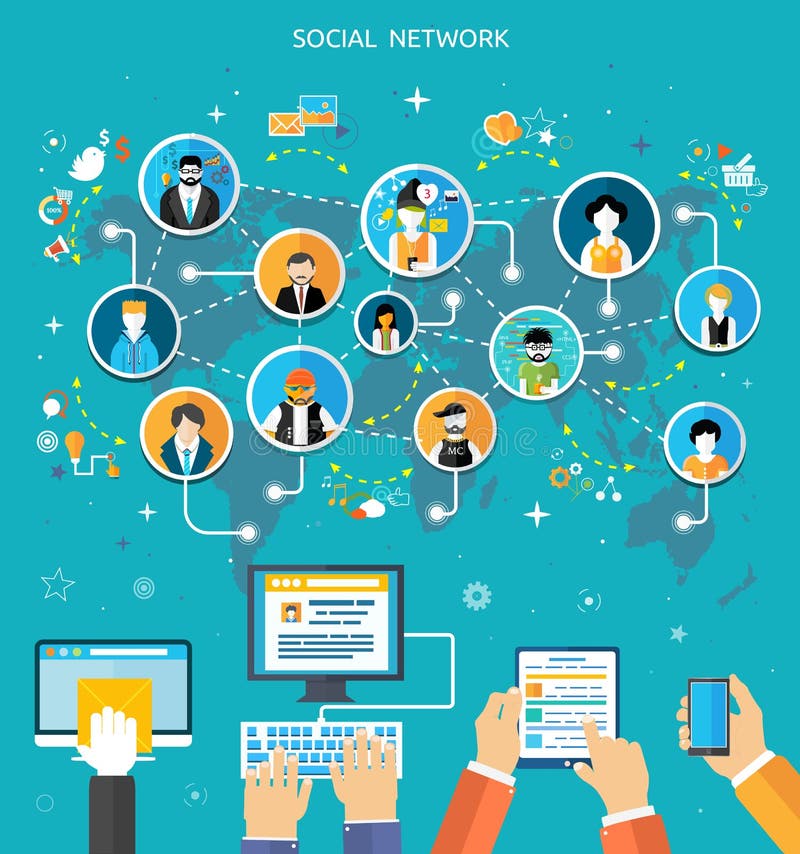 Concetto sociale del collegamento di rete di media