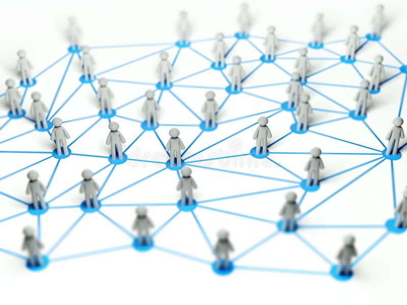 Concetto sociale del collegamento di rete, illustrazione 3d