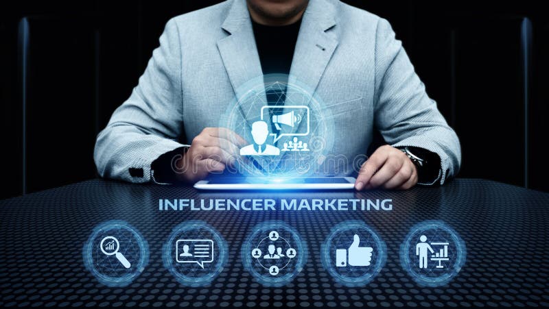Concetto sociale di strategia di media della rete di affari di piano di vendita di Influencer immagini stock Concetto sociale di strategia di media della rete di affari di piano di vendita di Influencer immagini stock