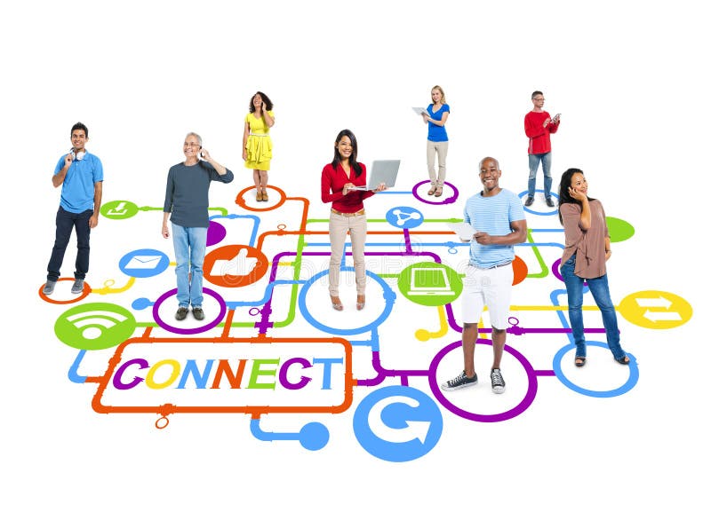 Concetto sociale di tecnologia della rete del collegamento di media