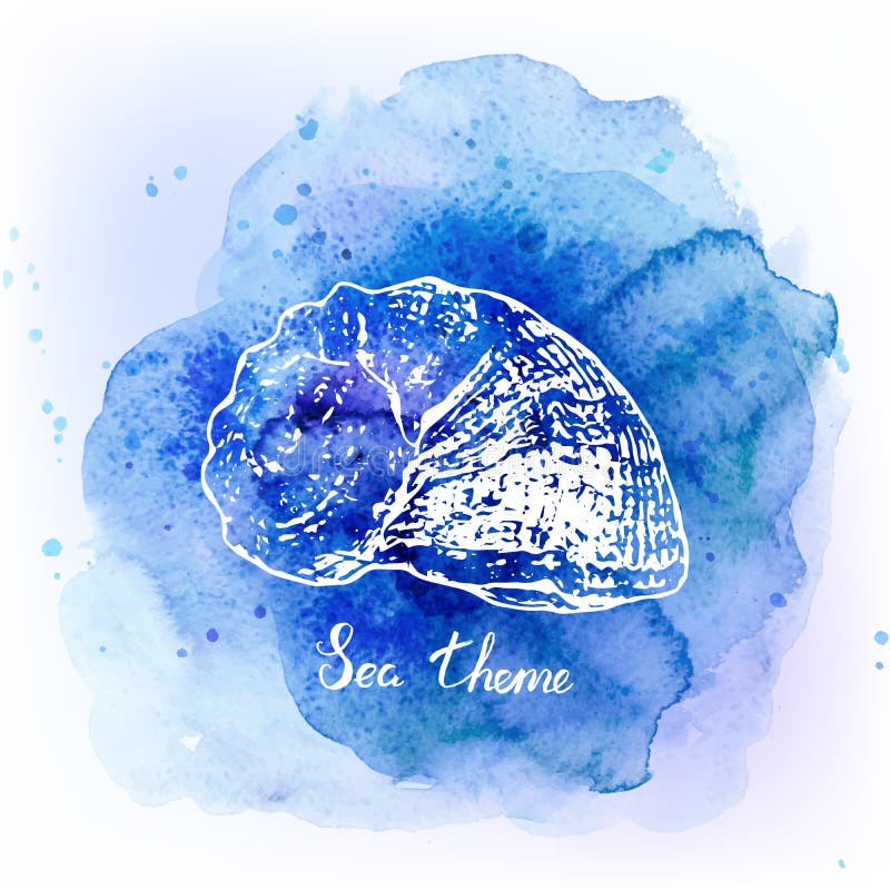 Conchiglie sul fondo del blu dell'acquerello Priorità bassa del mare Illustrazione di vettore royalty illustrazione gratis Conchiglie sul fondo del blu dell'acquerello Priorità bassa del mare Illustrazione di vettore royalty illustrazione gratis
