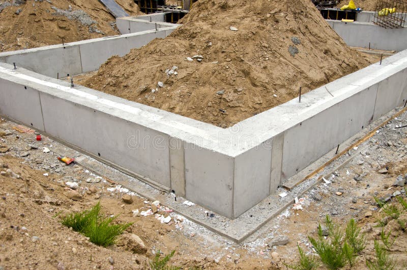 Concrete Block Foundation For Urban House Stock Photo - Image of mess
