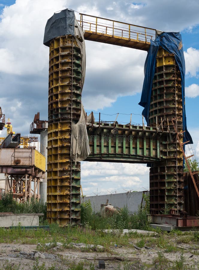 Concrete Bridge Pier in the Metal Formwork Stock Photo - Image of