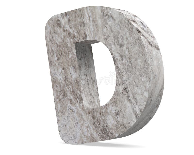 Concrete Capital Letter - D Isolated on White Background . 3D Render ...