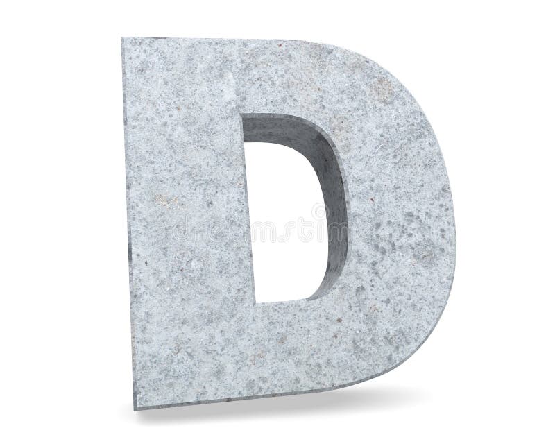 Concrete Capital Letter - D Isolated on White Background. 3D Render ...