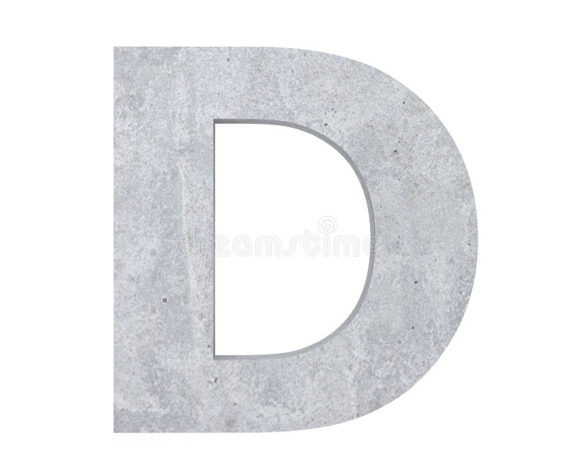 Concrete Capital Letter - D Isolated on White Background. 3D Render ...