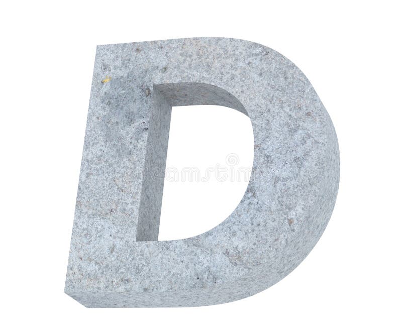 Concrete Capital Letter - D Isolated on White Background. 3D Render ...