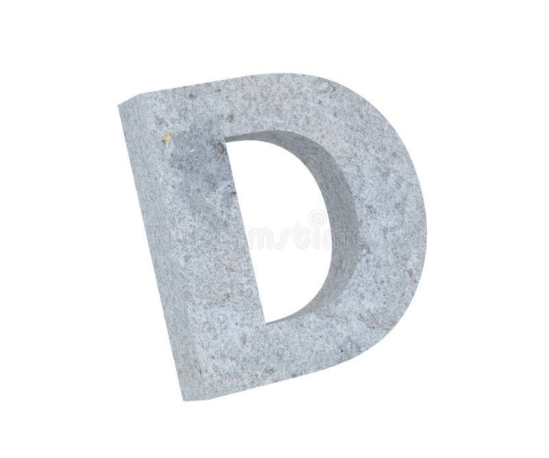 Concrete Capital Letter - D Isolated on White Background. 3D Render ...