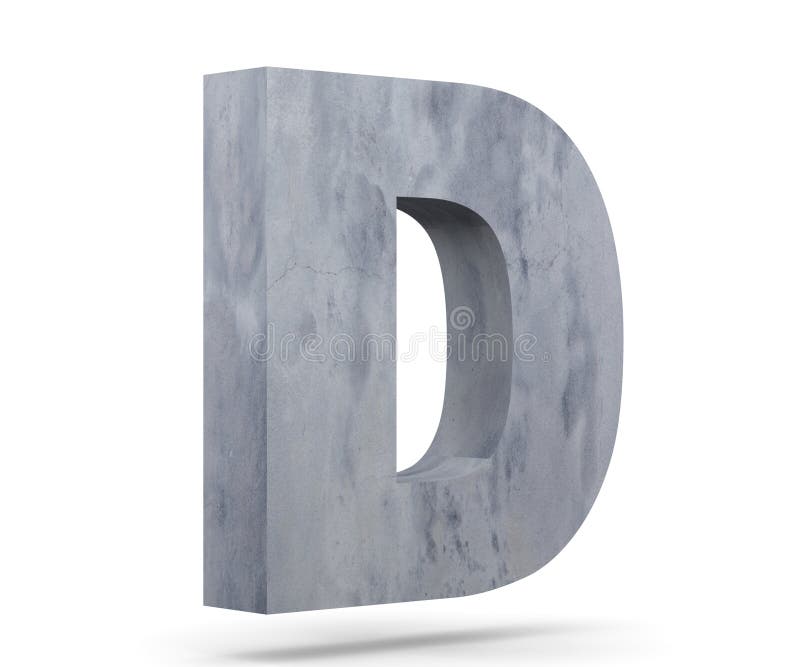 Concrete Capital Letter - D Isolated on White Background. 3D Render ...