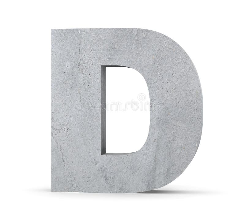 Concrete Capital Letter - D Isolated on White Background. 3D Render ...