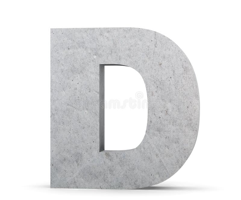 Concrete Capital Letter - D Isolated on White Background. 3D Render ...