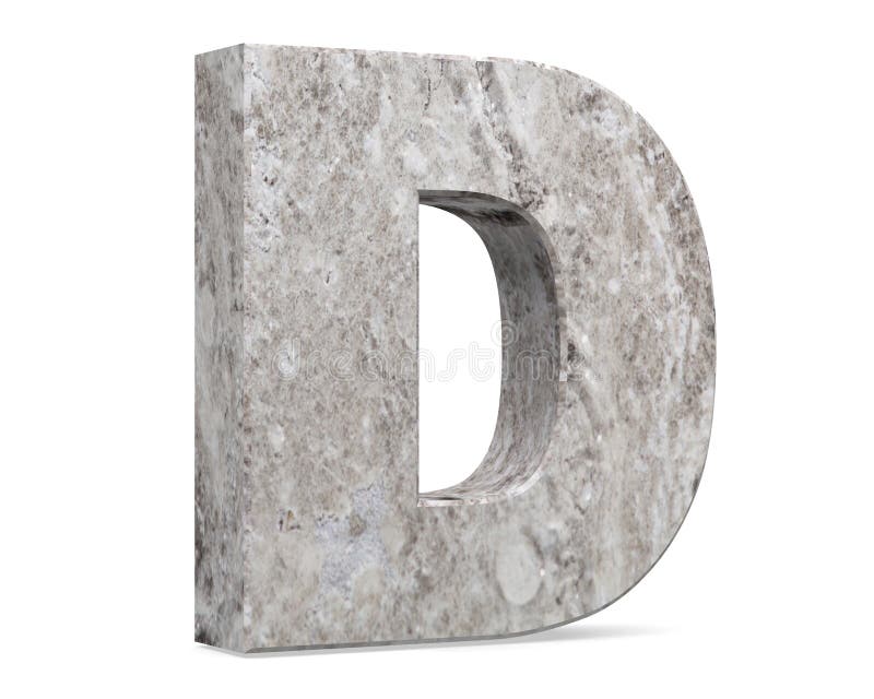 Concrete Capital Letter - D Isolated on White Background . 3D Render ...