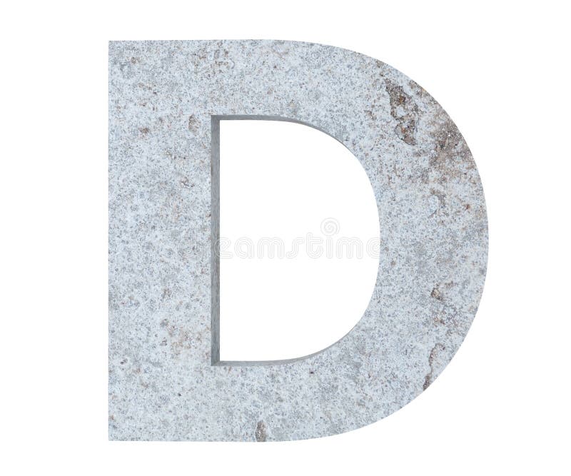 Concrete Capital Letter - D Isolated on White Background. 3D Render ...