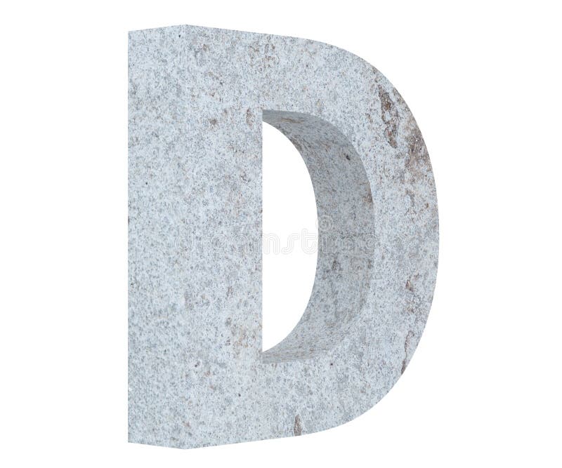 Concrete Capital Letter - D Isolated on White Background. 3D Render ...