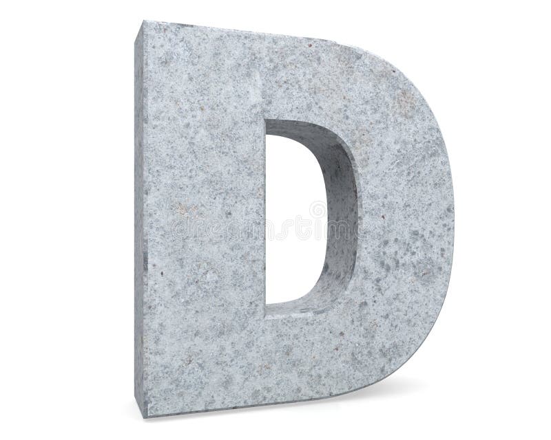 Concrete Capital Letter - D on White Background. 3D Render Illustration ...