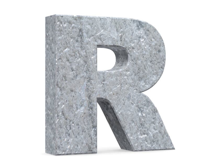 Concrete Capital Letter - R Isolated on White Background . 3D Render ...