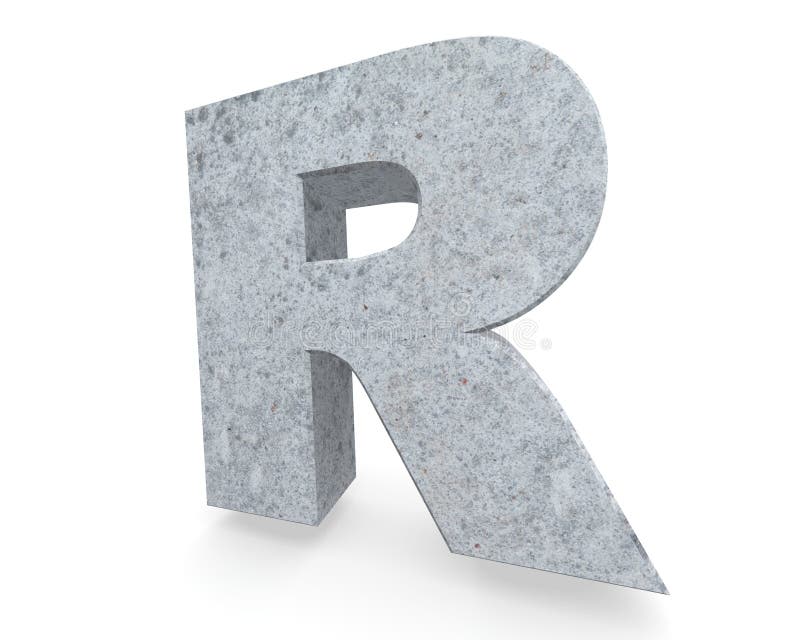 Concrete Capital Letter - R Isolated on White Background. 3D Render ...