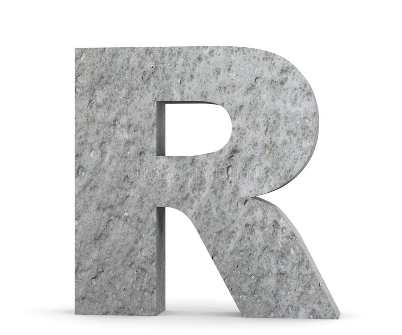 Concrete Capital Letter - R Isolated on White Background. 3D Render ...