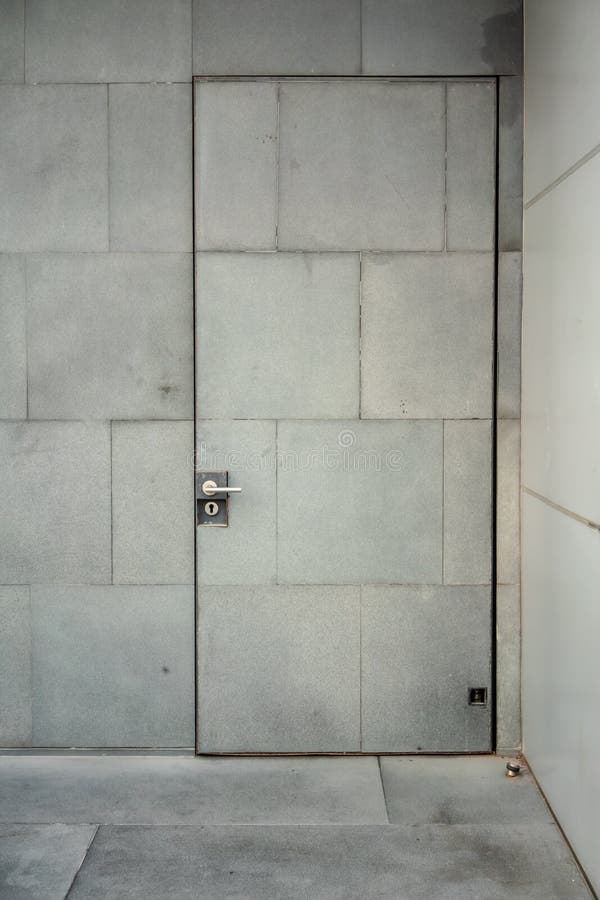 Concrete Door and Wall with Stainless Steel Handle and Key Lock Stock