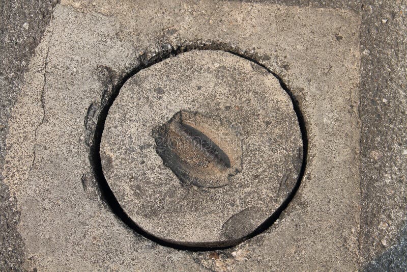 Concrete drain cover stock photo. Image of rough, construction 68509790