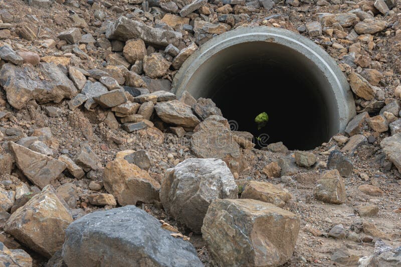 Concrete Drain Pipe Under the Ground Stock Photo Image of cement