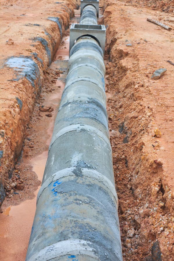 Stacked Concrete Drainage Pipes Stock Image Image of drain, materials