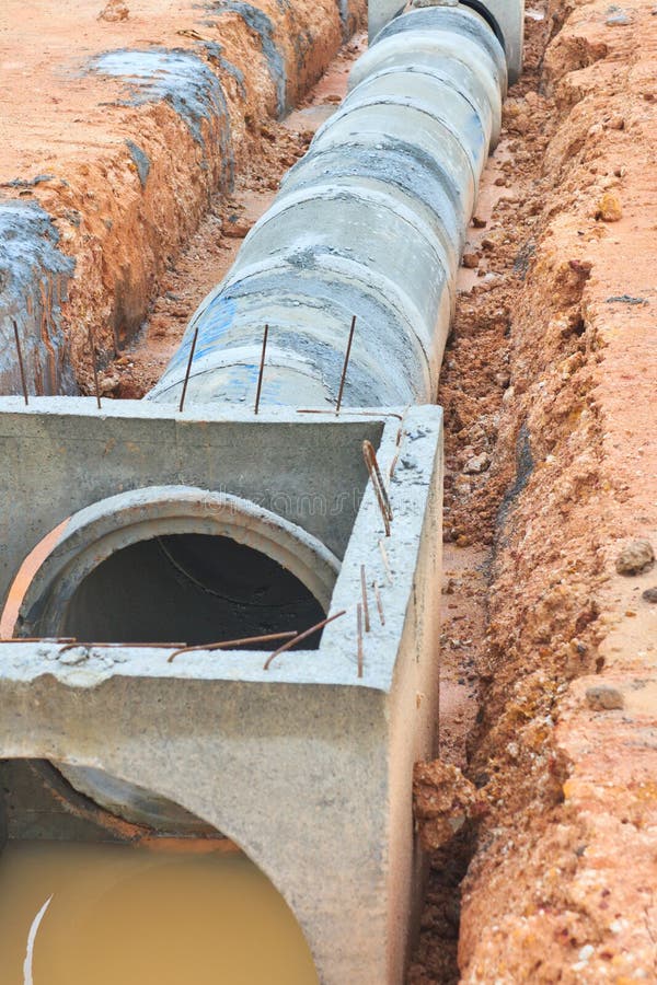 Concrete Drainage Tank on Construction Site Stock Photo - Image of ...