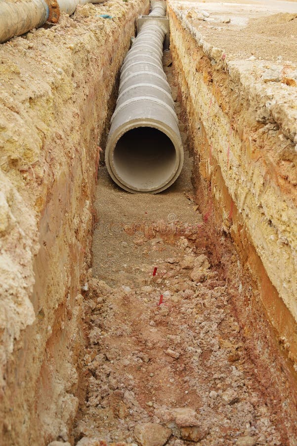 Concrete Drains Pipes Under Construction . Stock Image Image of pipe