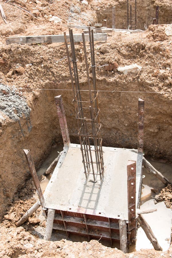 Concrete Footings for the Foundation Stock Image Image of shiny, gray