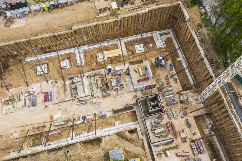 Concrete Foundation of Future Apartment Building Under Construction