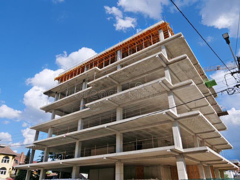 Concrete Frame Structure of a New Multi-story Apartment Building in