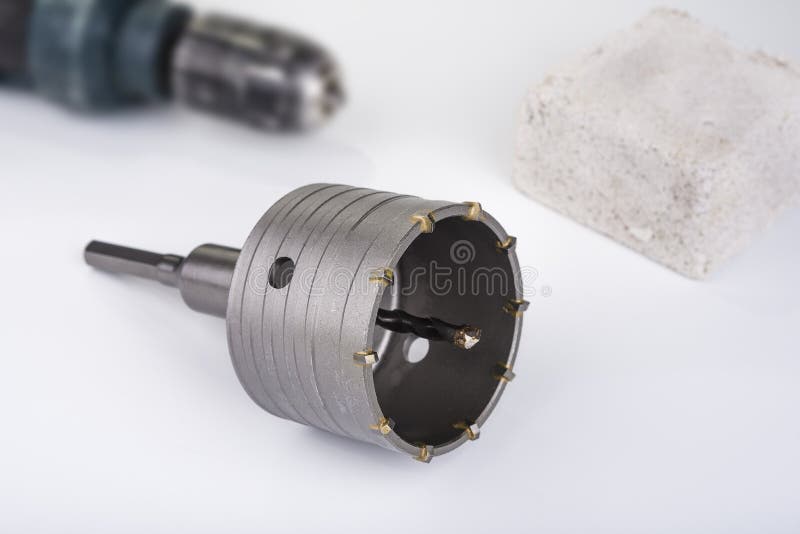 Concrete Hole Saw Cutter on a White Stock Photo Image of equipment
