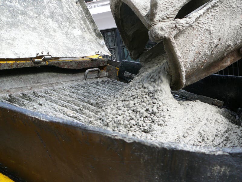 Concrete Mix Pouring into Hopper Stock Photo Image of village