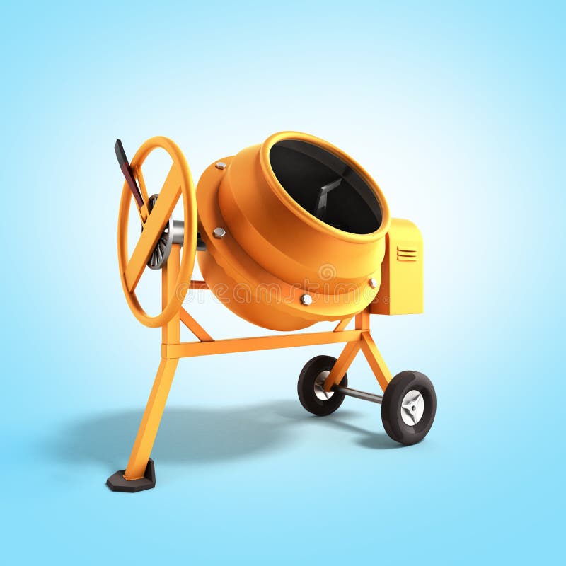 Concrete Mixer 3D Illustration on Blue Bacground Stock Illustration