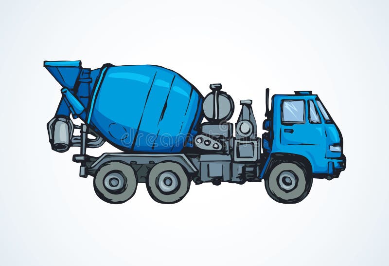 Concrete Mixer. Vector Drawing Stock Vector - Illustration of large