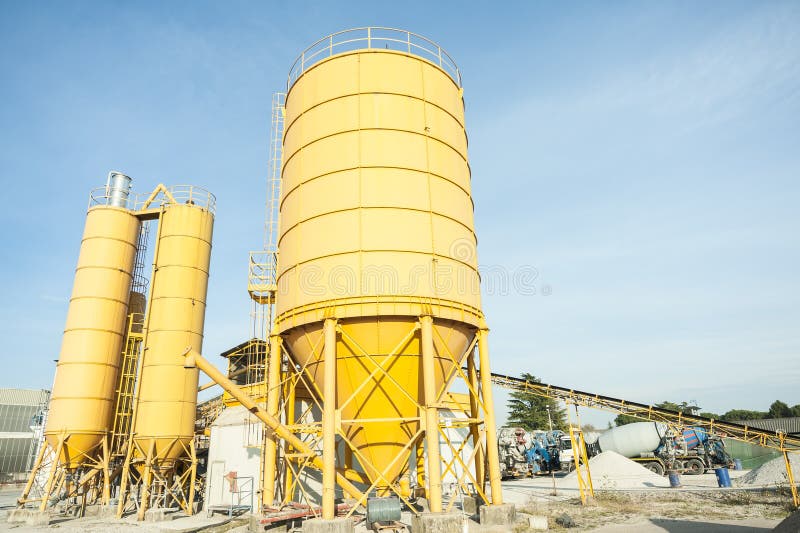 Concrete Mixing Silo, Site Construction Facilities. Stock Image Image