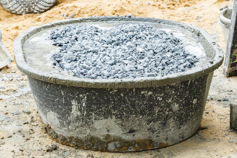 Concrete mixing tub stock image. Image of dirty, tool 66214547