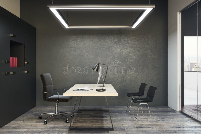 Concrete office interior stock illustration. Illustration of lobby