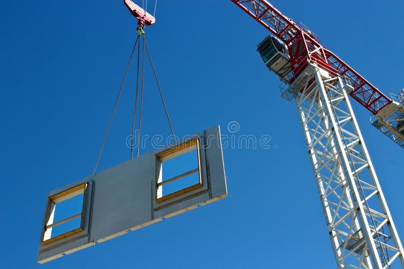 Concrete panel with crane