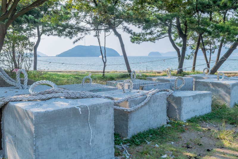Concrete Pier Anchors in Shade Stock Photo Image of moor, mooring