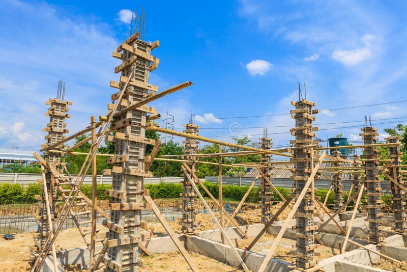 Concrete Pillar Mold for House Construction Stock Image Image of blue