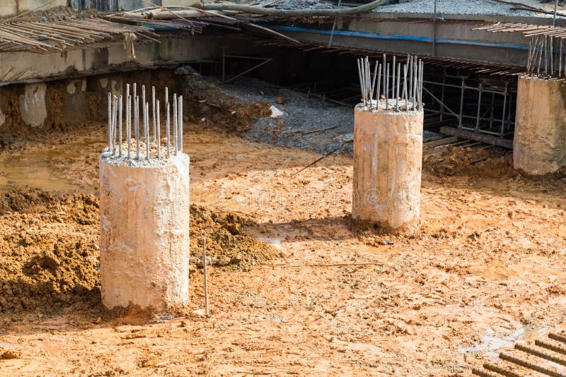 Foundation, Pillar and Beam Being Constructed at Construction Site