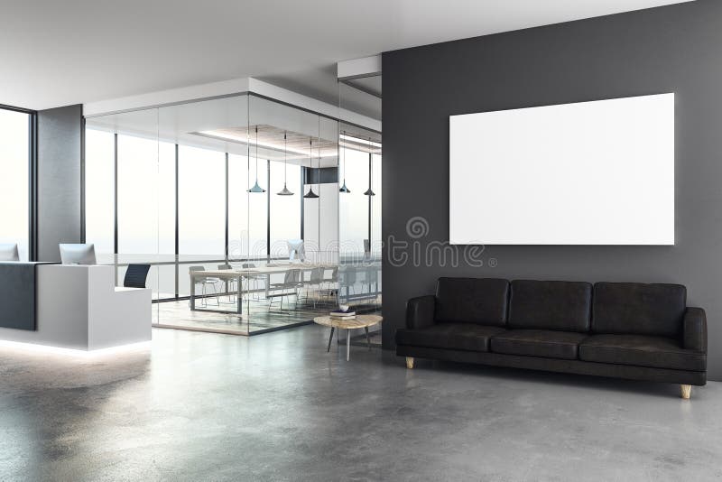 Concrete reception with blank poster stock illustration