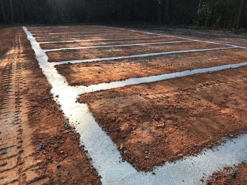 Concrete Runners and Pad Awaiting New Home Stock Image Image of land