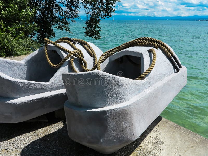 Concrete Shoes Sculpture In The Park On The Island Of Mainau, Germany