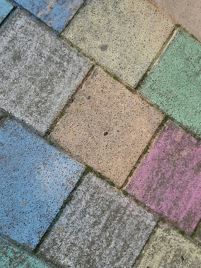 Concrete Tiles Colored in Chalk Stock Image Image of chalked