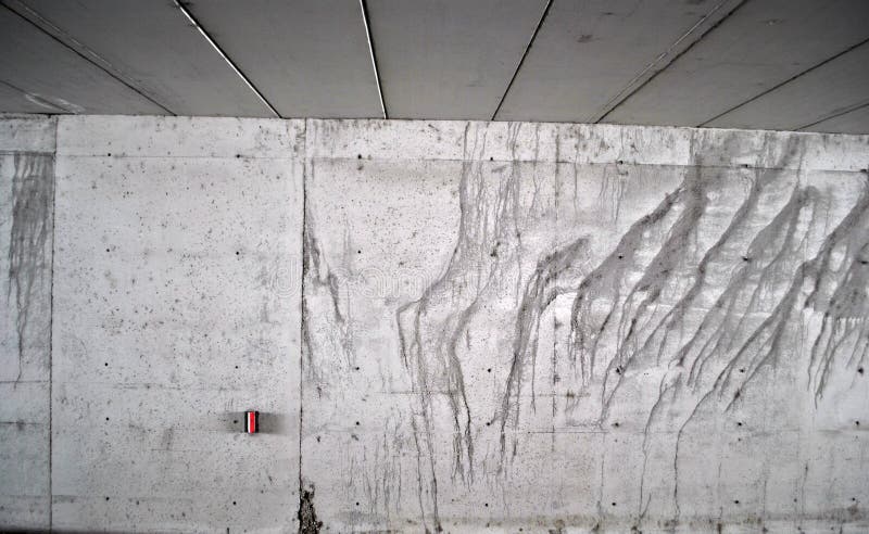 Concrete wall with concrete ceiling white rectangular sections