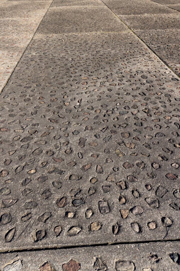 Concrete Walking Path with Natural Stones Stock Image Image of