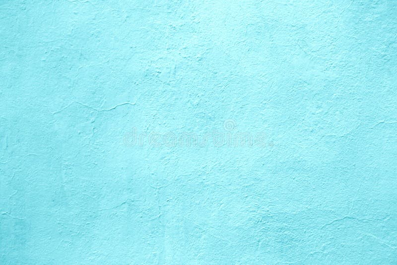 Concrete Wall of Light Blue Color, Texture Turquoise Cement Back Stock