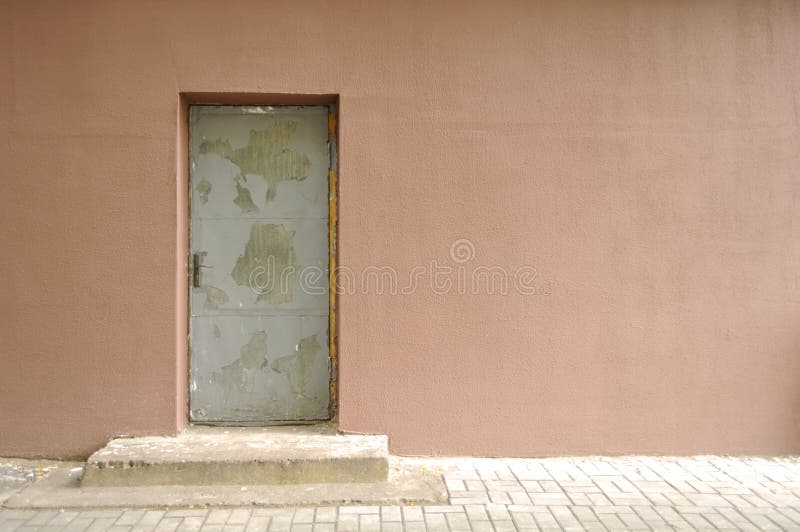 Concrete Wall with Old Door stock image